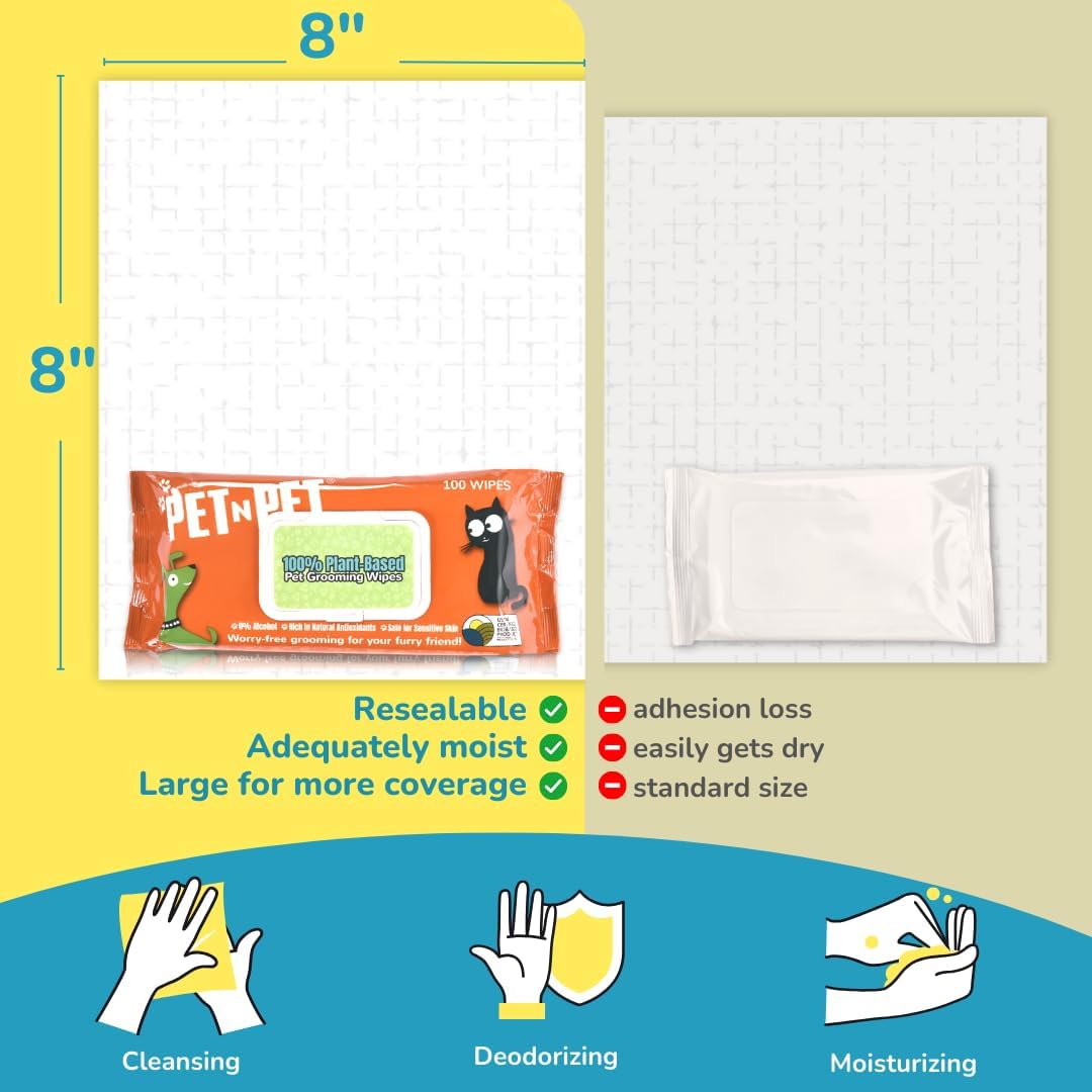 Pet N Pet 1080 Counts Green, Lavender Scented Poop Bags for Dogs, 38% Plant Based & 62% PE + 100% Plant Based Dog Wipes for Paws and Butt, 400 Counts Dog Pet Wipes, 8" x 8" Hypoallergenic Wipes