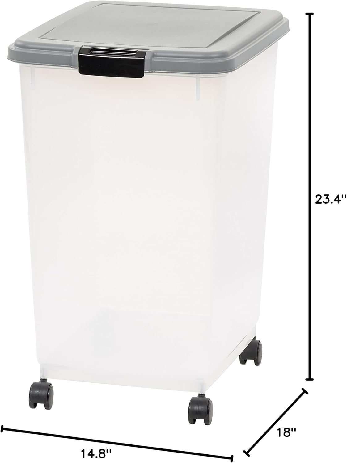 Amazon Basics Airtight Dog Food Storage Container with Scoop and Wheels, 69 QT, Gray