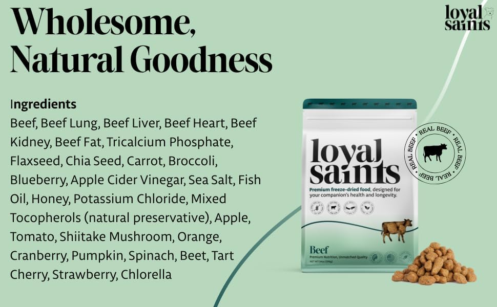 Freeze Dried Raw Dog Food - Beef & Chicken Flavors, 5 oz. | High Protein and Grain Free Dog Food for Small or Large Breeds and Picky Eaters - Versatile as Meal Topper, Snack, and Treats