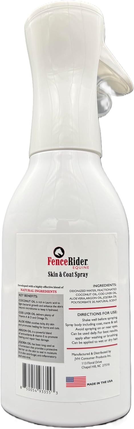 Fence Rider Skin & Coat Spray for Horses, Blend of Premium Natural Ingredients to Soothe Skin and Shine Coat, 24 oz Ready to Use (Pumpkin Spice)
