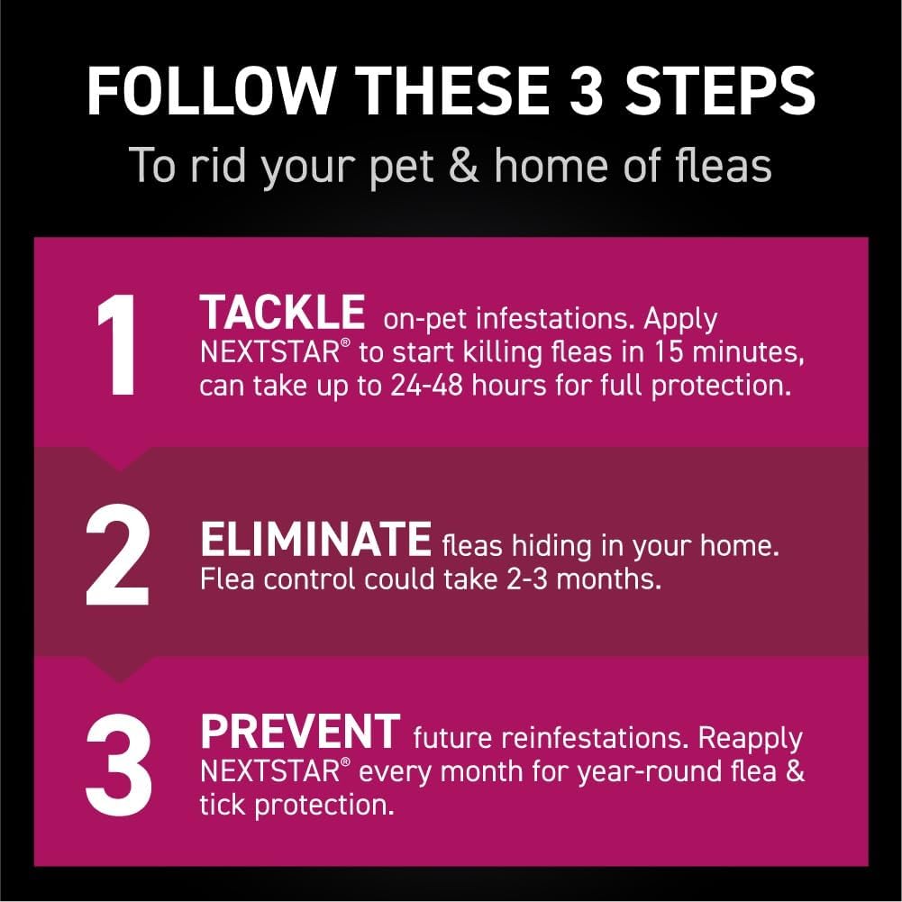 NEXTSTAR Flea and Tick Prevention for Cats, Repellent, Treatment, and Control, Fast Acting Waterproof Topical Drops for Cats Over 3.5 lbs, 3 Month Dose