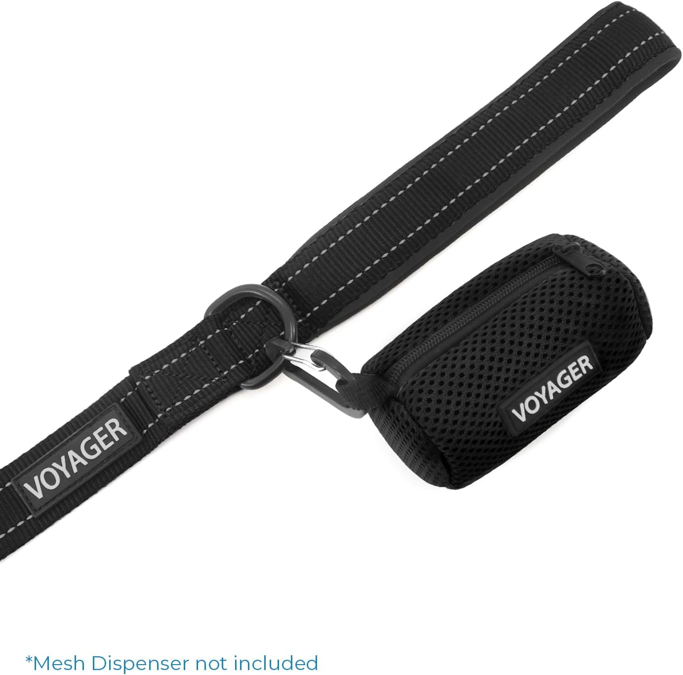 Best Pet Supplies Voyager Reflective Dog Leash with Neoprene Handle, Supports Small, Medium, and Large Breed Puppies, Cute and Heavy Duty for Walking, Running - Black, M, 3/4" x 5ft (LS015T-BK-M)