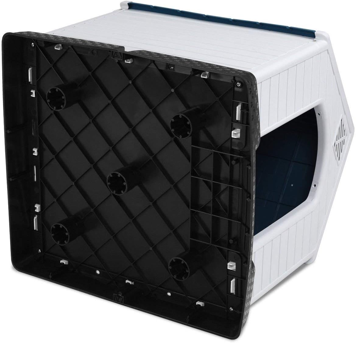 Giantex Dog House for Medium Dogs, Waterproof Plastic Dog Houses with Air Vents and Elevated Floor, Easy to Assemble, Outdoor Cat House Feeding Station Indoor Patio Backyard Dog Kennel House