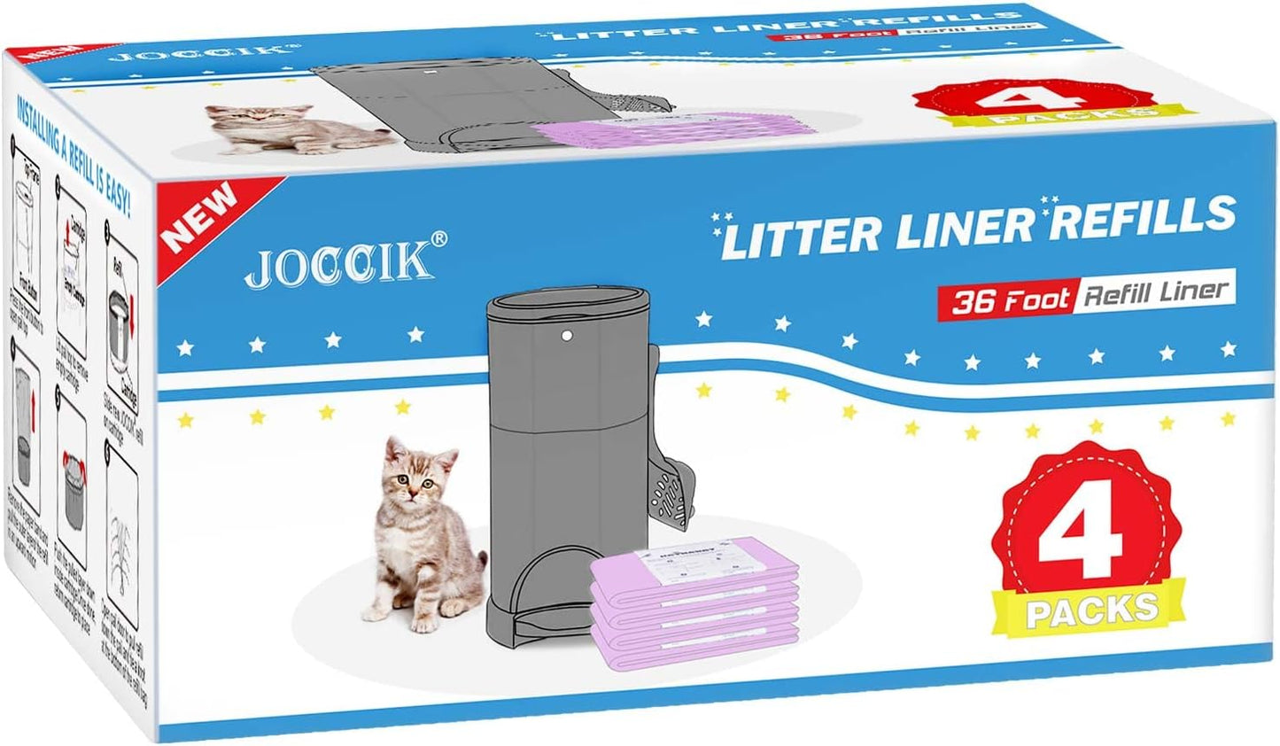 Litter Refill Bags Compatible with Litter Chanp, 4 Pack One 36 Foot Litter Waste Receptacle Refill Liners