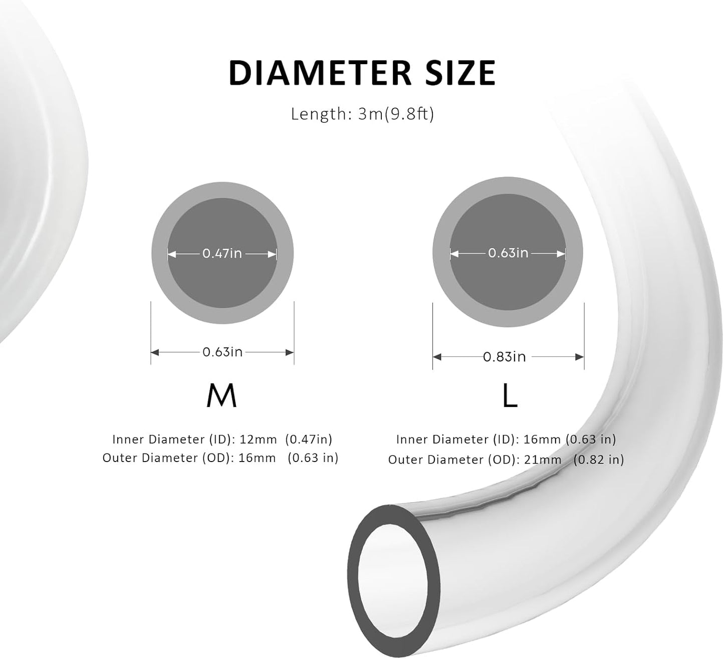 FZONE Aquarium Tubing 3M Class Clear for Aquatic Filter System Tubing 5/8" ID tubing