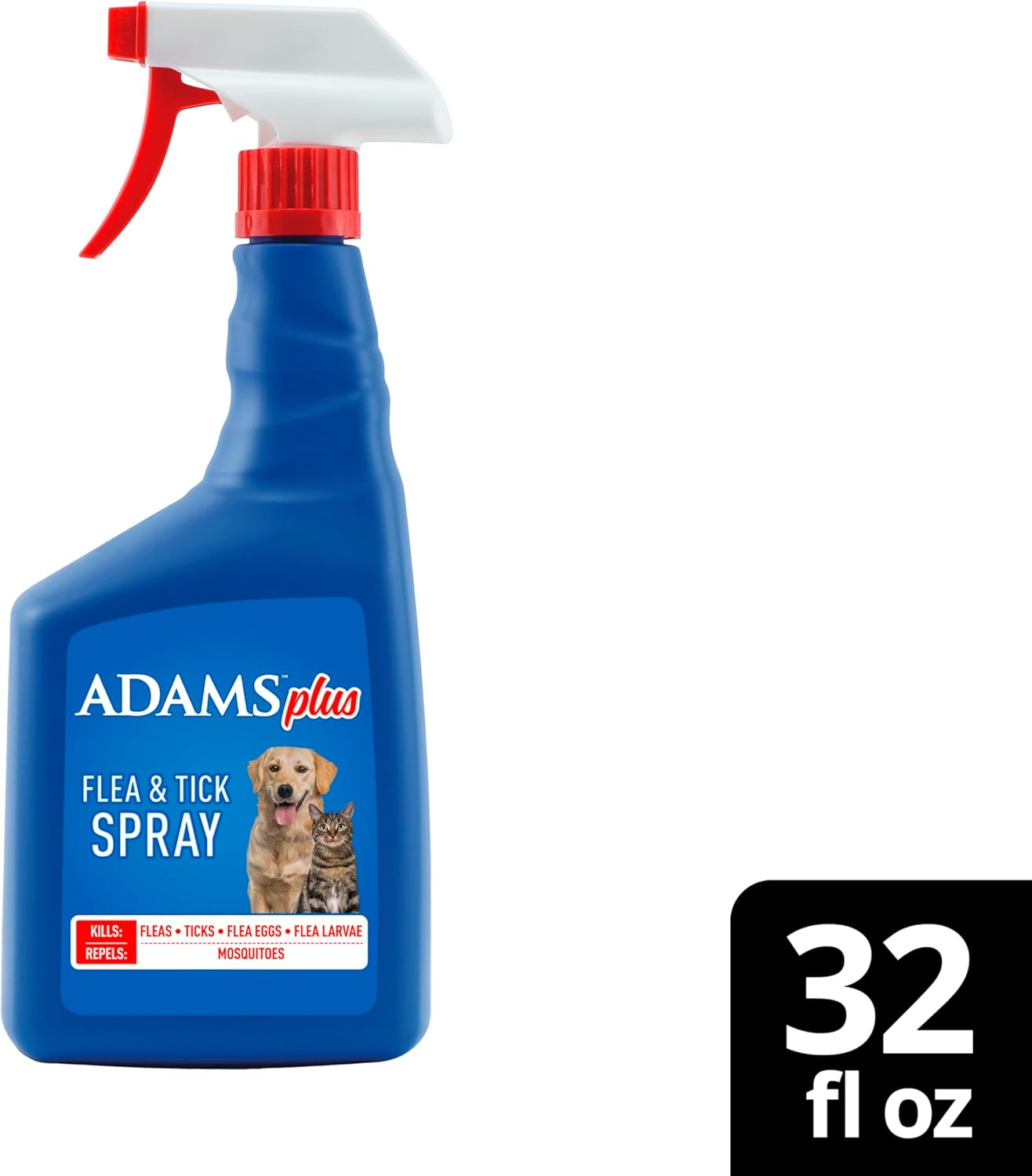 ADAMS Plus Flea & Tick Dog and Cat Spray, Kills Fleas, Ticks and Mosquitoes, 32 Fl Oz