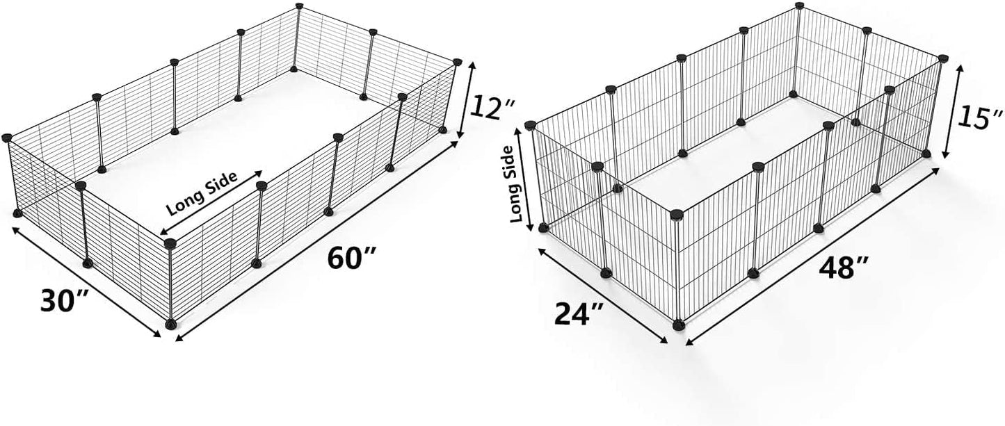 DIY Small Animal Playpen, Pet Playpen, Guinea Pig Cages, Rabbit Playpen, Dog Puppy Playpen, Indoor Metal Wire Yard Fence, 15 X 12 Inch, 12 Panels, Black