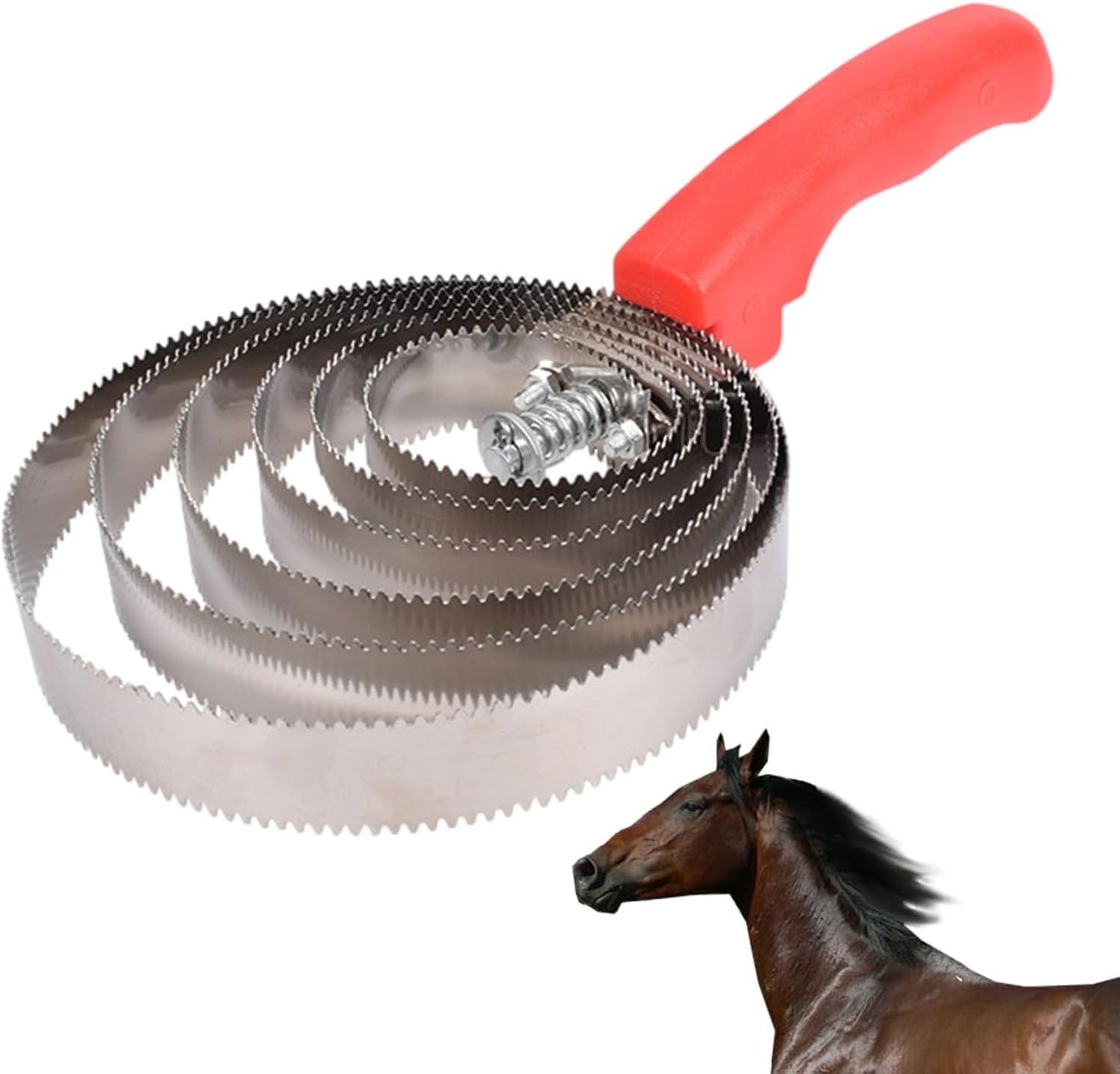 Horse Shedding Brush – Spring Steel Reversible Shedding Comb, Curry Grooming Brushes | Ergonomic Handle Grooming Tool for Horses, Sheep, Farm Animals, Coat and Daily Care Brush for Barn Use