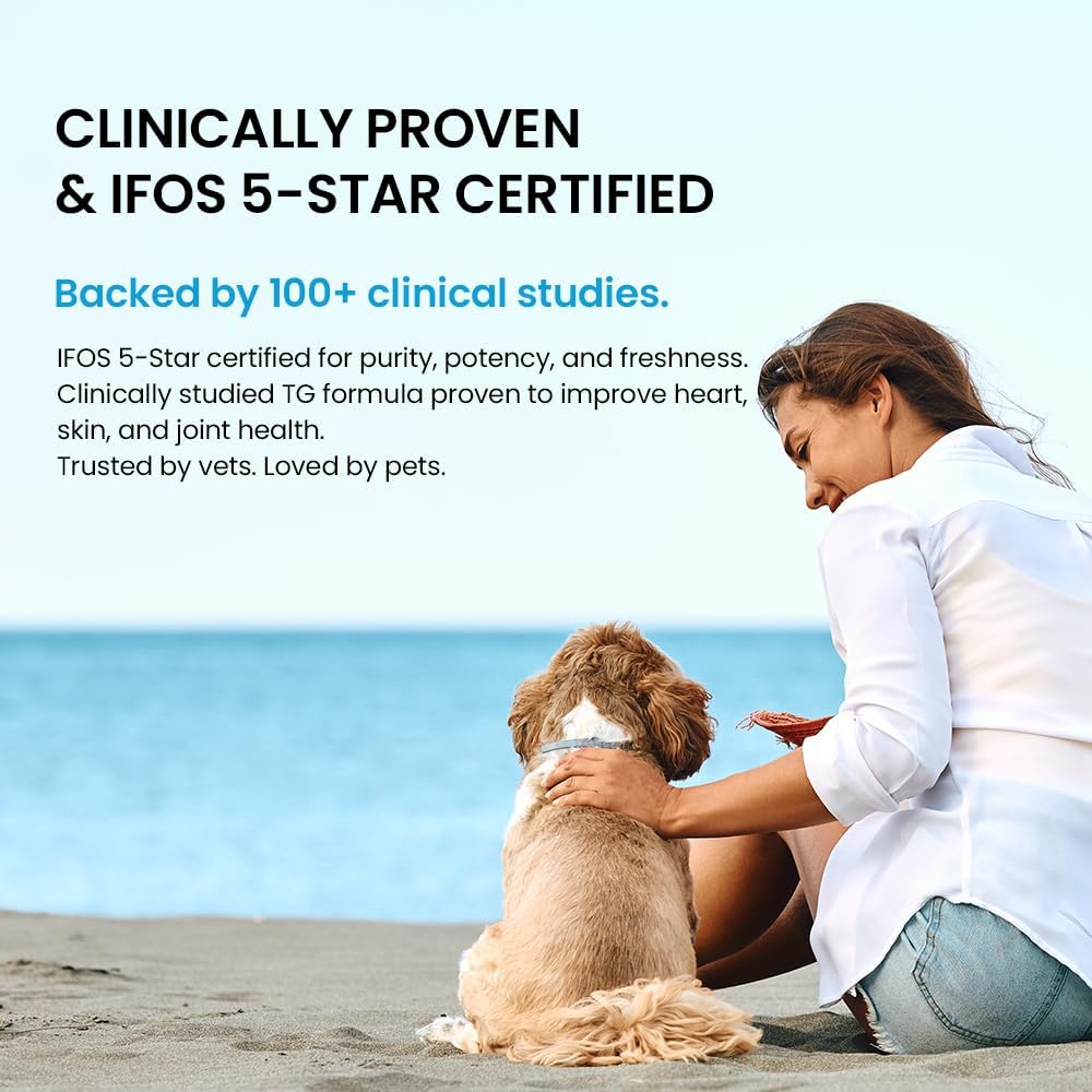 Norwegian Omega 3 for Dogs – Human Grade Fish Oil with IFOS 5-Star, Maximum Absorption, Patented, Vet Approved, Supports Skin & Coat, Joints, Heart & Brain, Individually Sealed Sachets