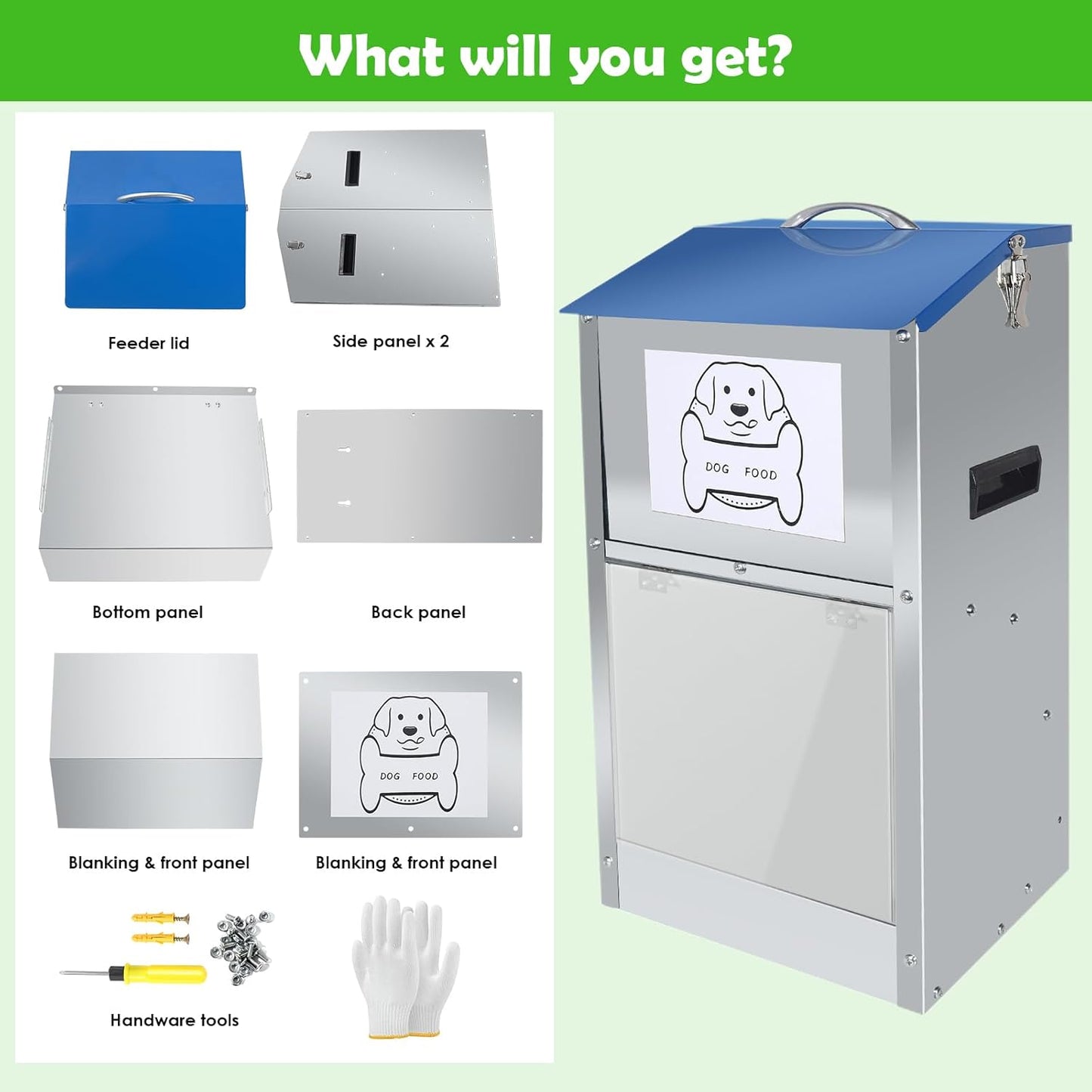 Galvanized Automatic Dog Feeder,Automatic Gravity-Fed Dog Feeder for Indoor & Outdoor Use,25LBS Capacity Food Dispenser for Small, Medium, and Large Breeds