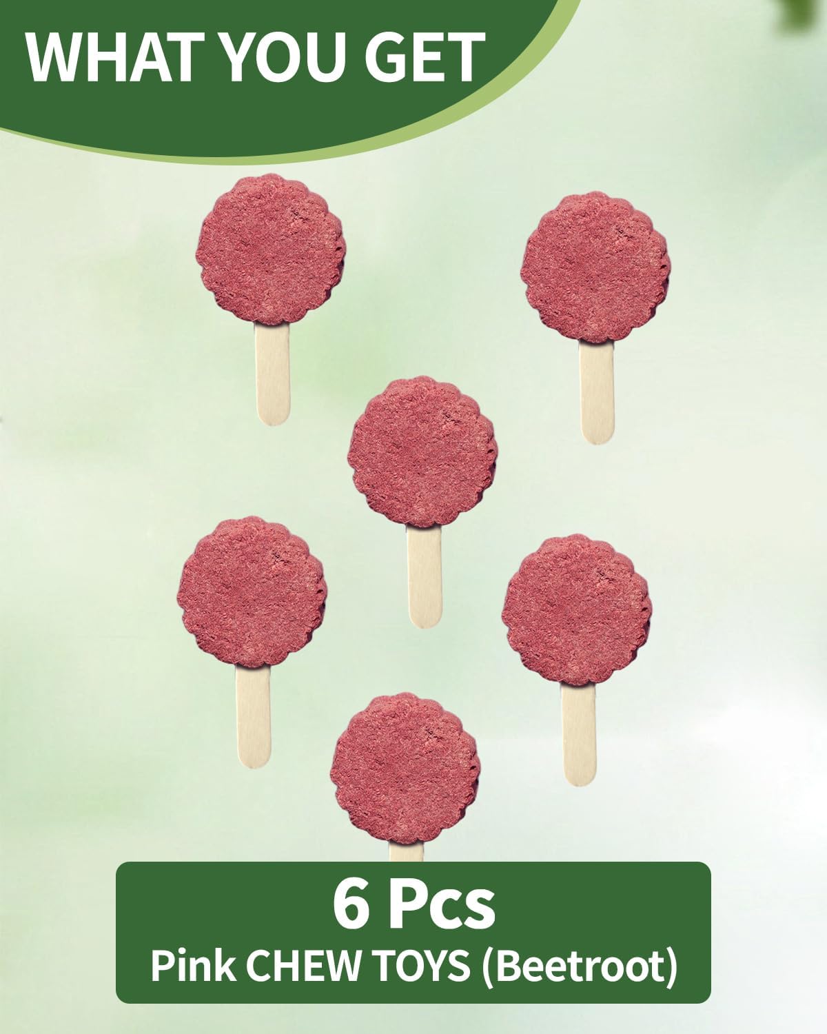 C-LIGHT Rabbit Chew Toy, 6 Pcs Timothy Hay Rabbit Treat Chew for Teeth, Spinner Toy Replaceable Treats for Chinchillas,Guinea Pigs, Bunny (Pink)