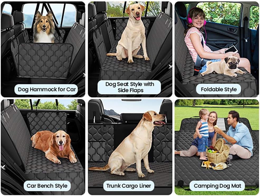 pettycare Dog Car Seat Cover for Back Seat - Hard Bottom Supports 400lbs, with Mesh Window & Non-Slip Bottom, for SUV & Truck (Black)