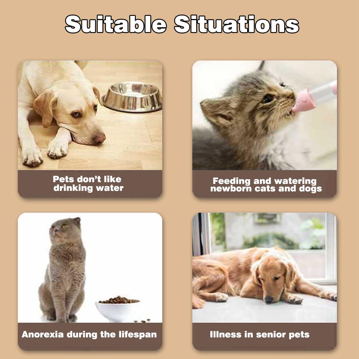 LogFaadCoi Kitten Bottle Feeding Kit for Nursing, Milk Bottles for Feeding Newborn Puppies,Anti-chocking Design,with 2 Syringes and 10pcs Replaceable Nipples (Purple)