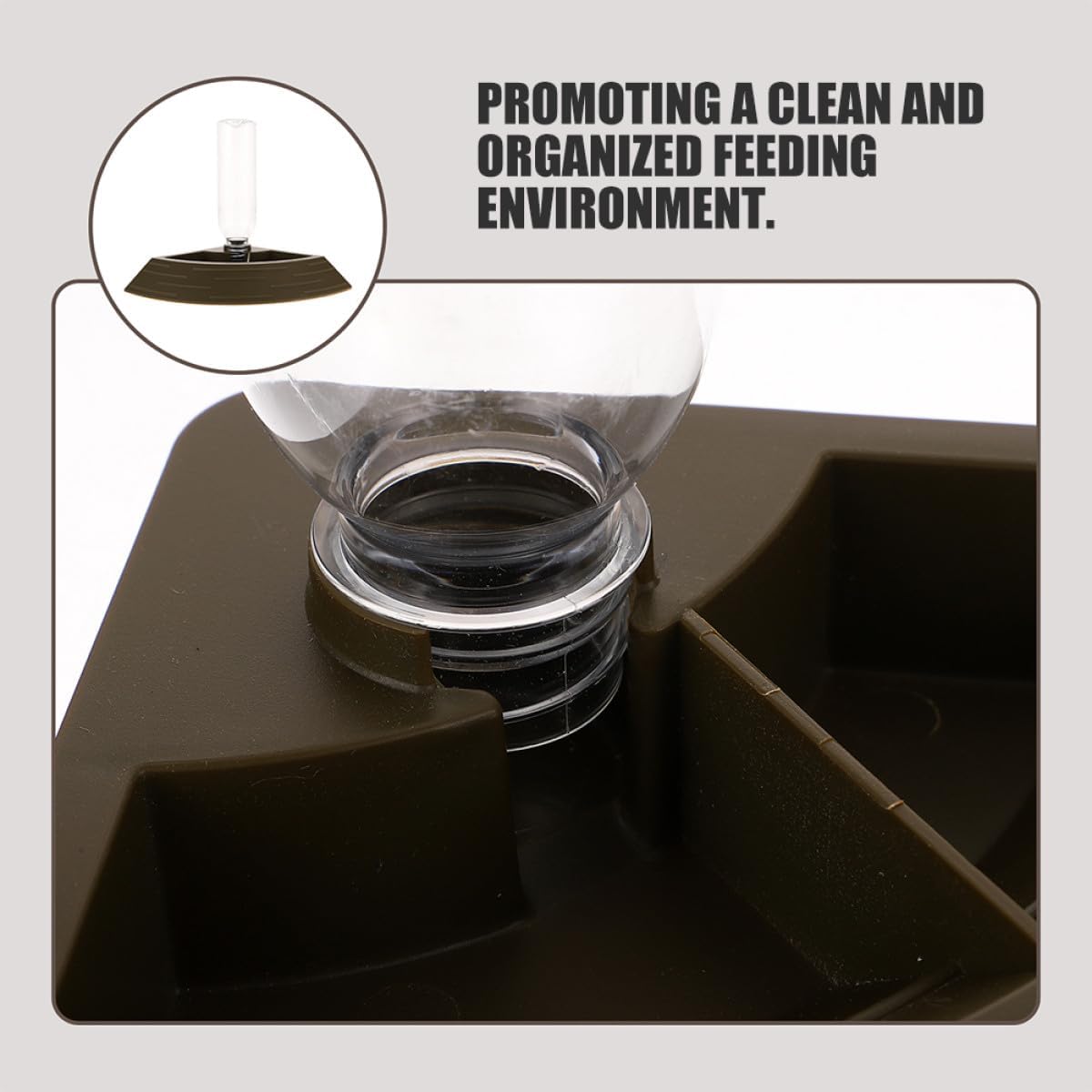 Reptile Feeding Bowl and Water Dish 2-in-1 Automatic Dispenser Small Titanium Food Dish for Turtle Frog Lizard Chameleon Terrarium Pet