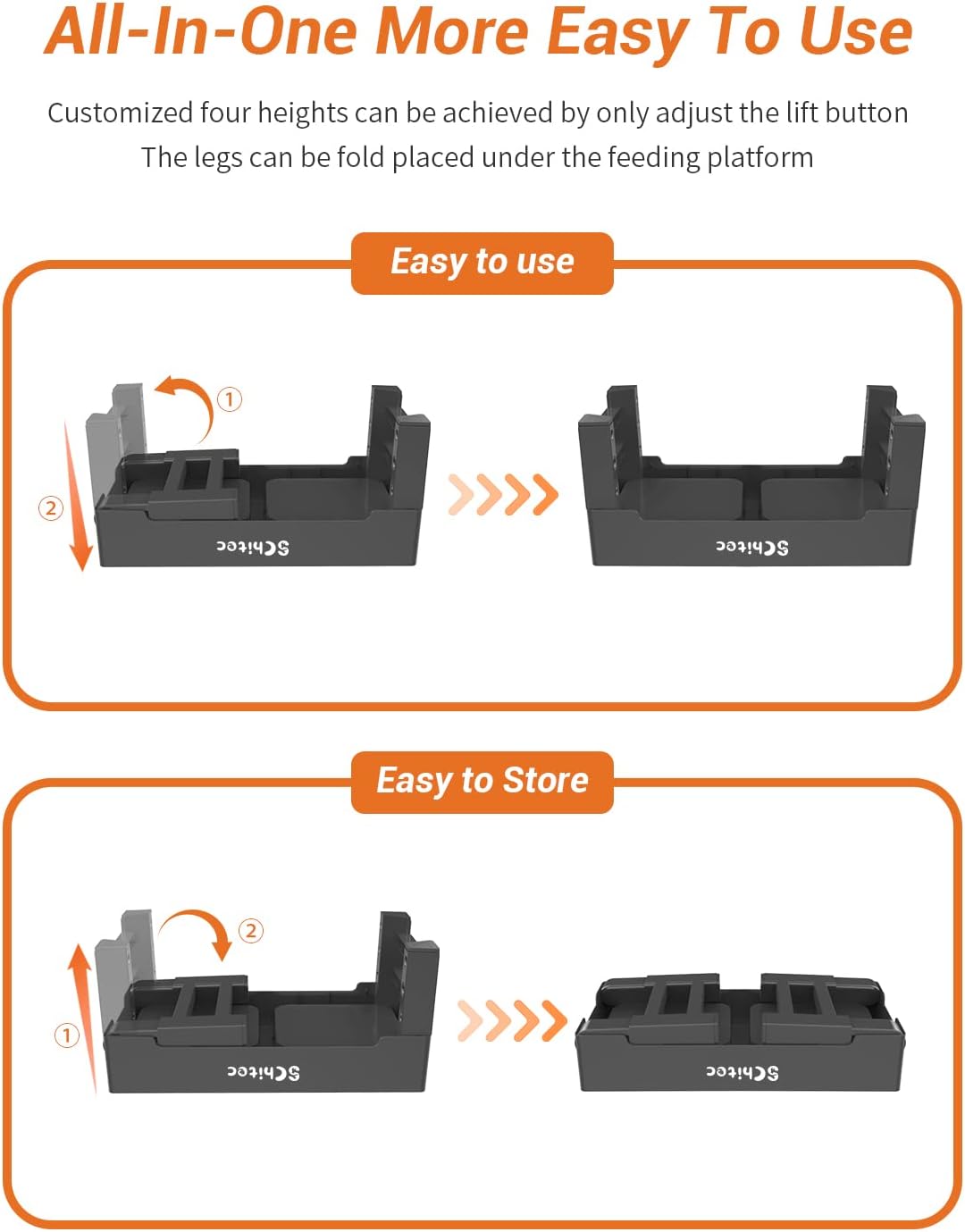 Elevated Dog Bowls, Raised Dog Bowl Stand with Slow Feeder & No Spill Water Bowl, 4 Adjustable Heights for Large Medium and Small Dogs