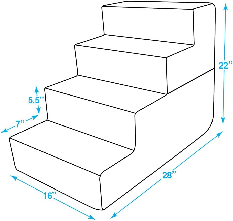 Foldable Pet Steps/Stairs with CertiPUR-US Certified Foam by Best Pet Supplies - Brown Lattice, 4-Steps (H: 22") (ST245T-L)