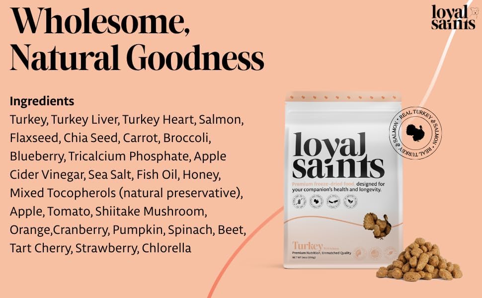 Freeze Dried Raw Dog Food - Beef & Turkey Salmon Flavors, 14 oz. | High Protein and Grain Free Dog Food for All Breeds and Picky Eaters - Versatile as Meal Topper, Snack, and Treats