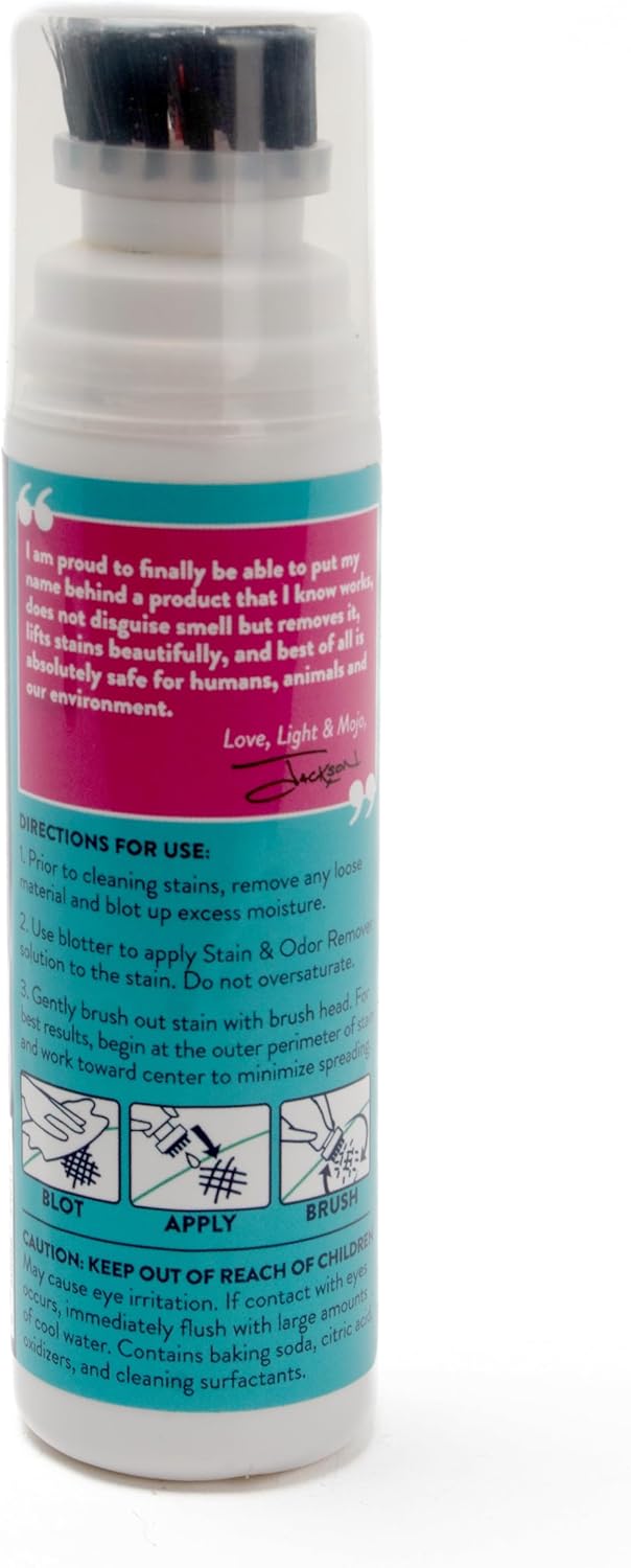 Jackson Galaxy Scrub Meowt! Stain & Odor Remover Travel Cleaner with Built In Brush, TSA Compliant Size, CO2 Powered