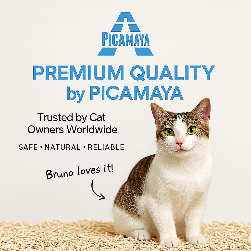 Premium Tofu Cat Litter by PicaMaya - Flushable, Baby Powder Scent, Dust-Free, Fast Clumping, 100% Natural Eco-Friendly - Easy Scooping and Long-Lasting Odor Control - 2.8kg (6.2lb) Pack.