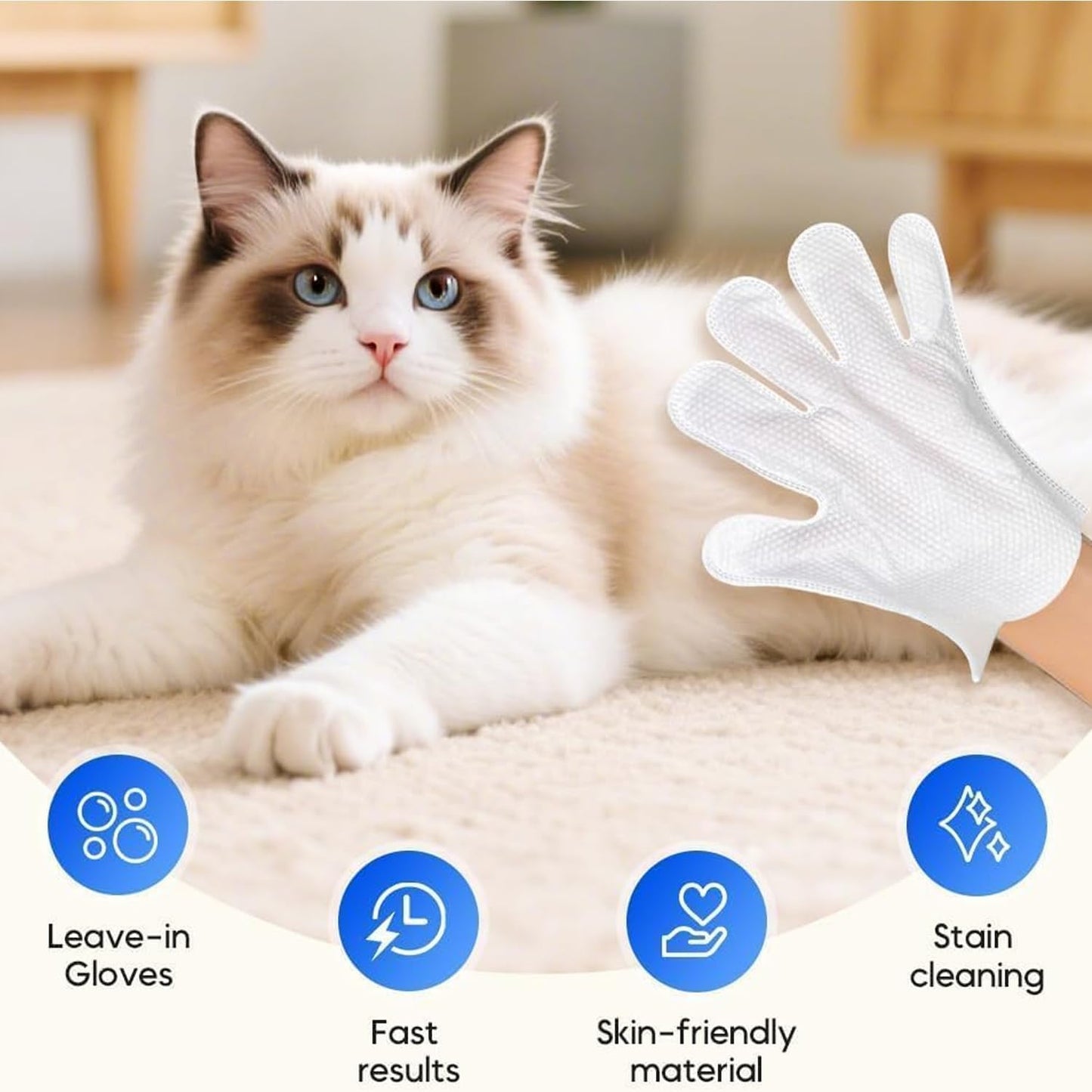 12 PCS Rinse Free Dog Shampoo Mitts, Waterless Dog Shampoo Mitts, Hypoallergenic Pet Bath Wipes Perfect for Dogs, Suitable for Daily Care and Travel