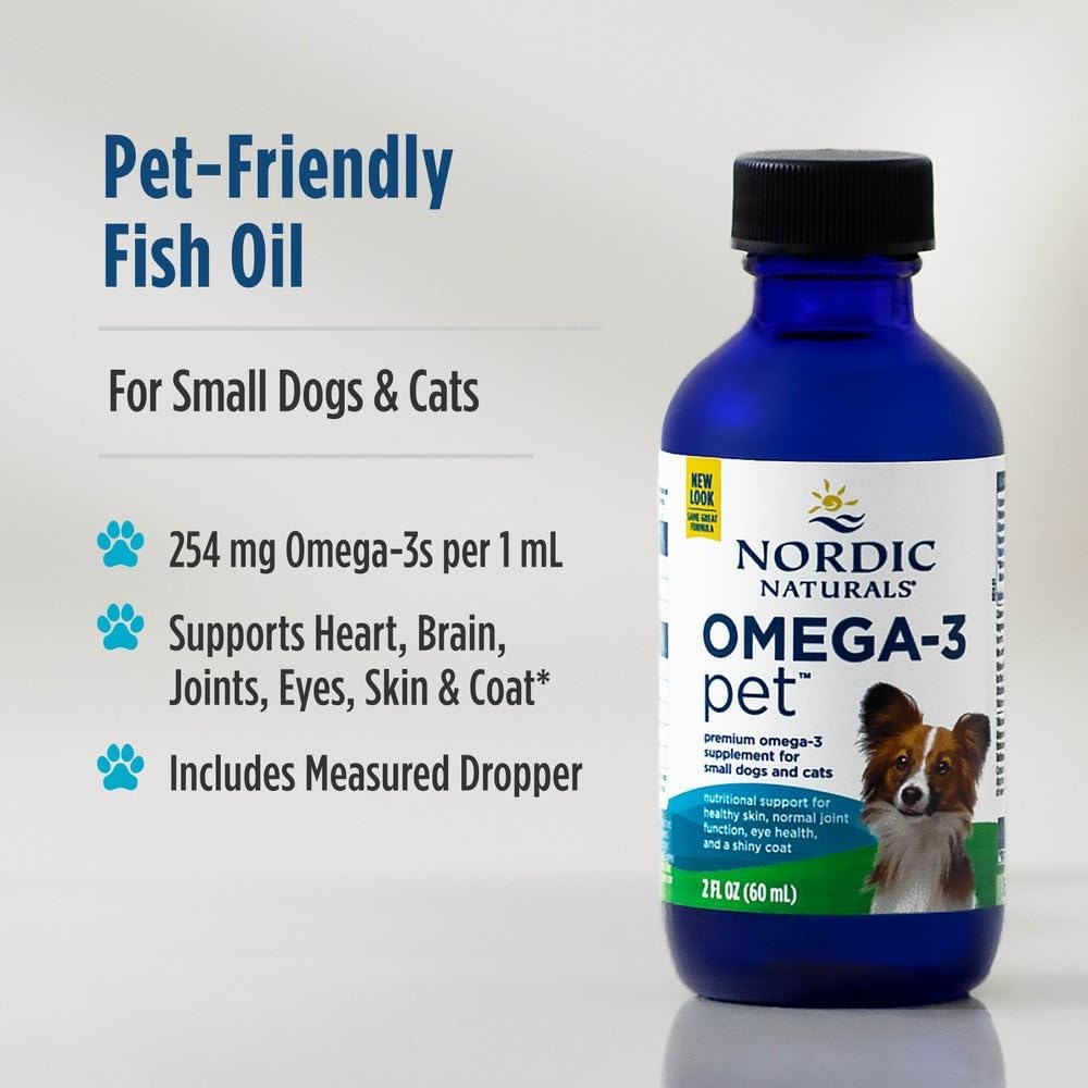 Nordic Naturals Omega-3 Pet Bundle - 2 oz Omega-3 Fish Oil for Small Dogs & Cats, 8 oz Pet Cod Liver Oil Promotes Heart, Skin, Coat, & Immune Health