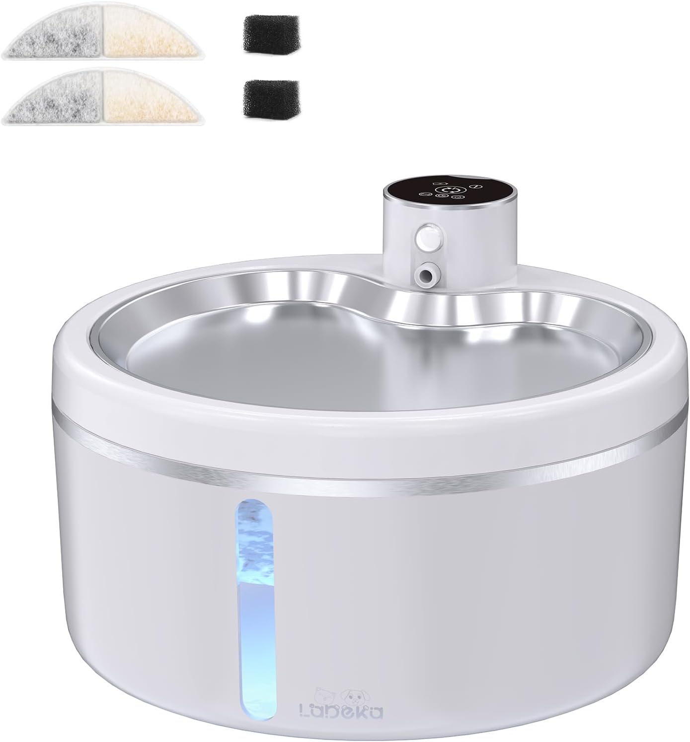 Wireless Cat Water Fountain with Stainless Steel Tray, 84oz/2.5L Pet Water Fountain for Cats Inside, Cat Fountain for Drinking with Motion Sensor, Ultra Quiet Pump - CP4