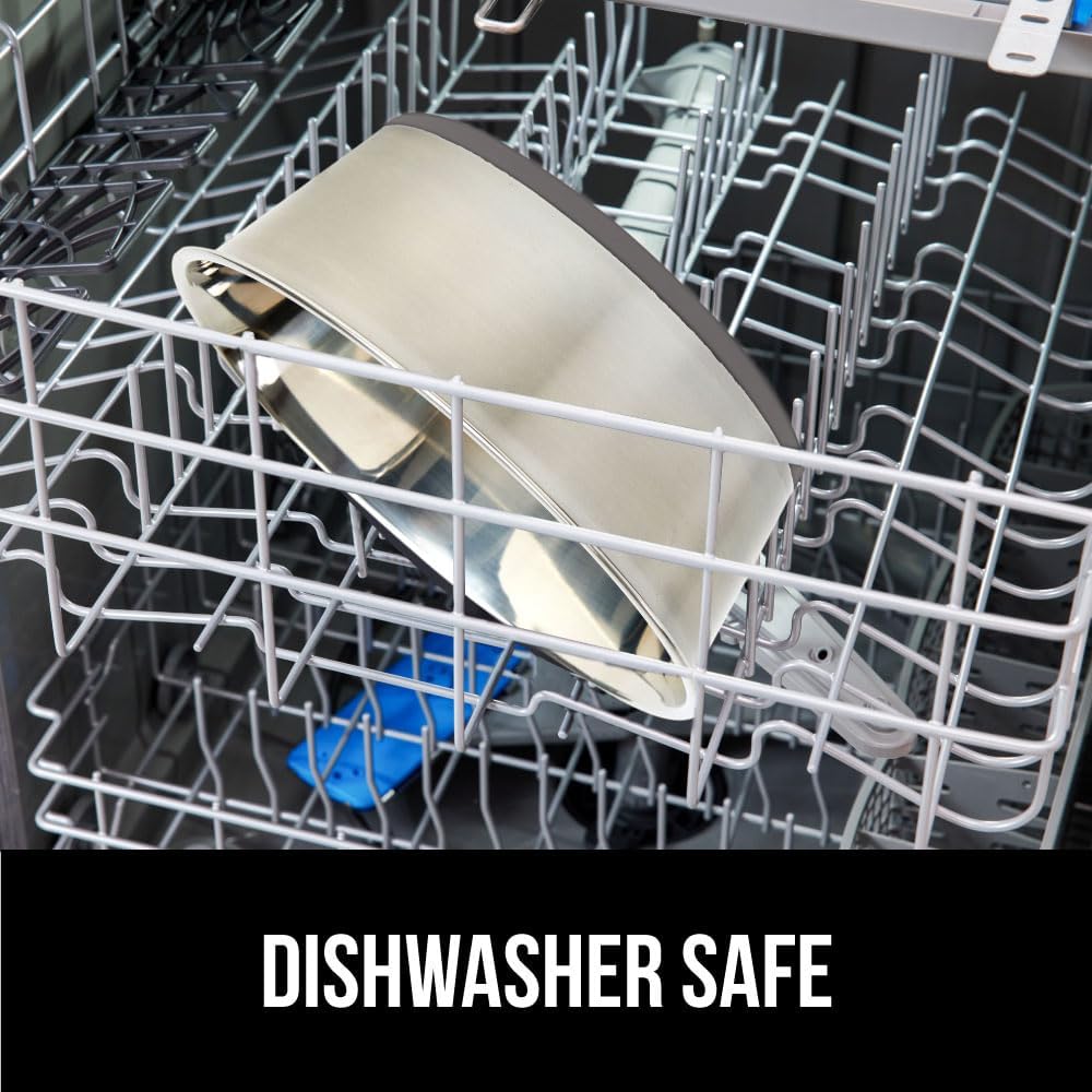 GORILLA GRIP Dog Bowls, Holds 2 Cups Each (16 fl oz), Heavy Duty Stainless Steel Food and Water Bowl for Feeding Dogs and Cats, Dishwasher Safe, Rust Resistant, BPA Free Rubber Base, Set of 2 Gray