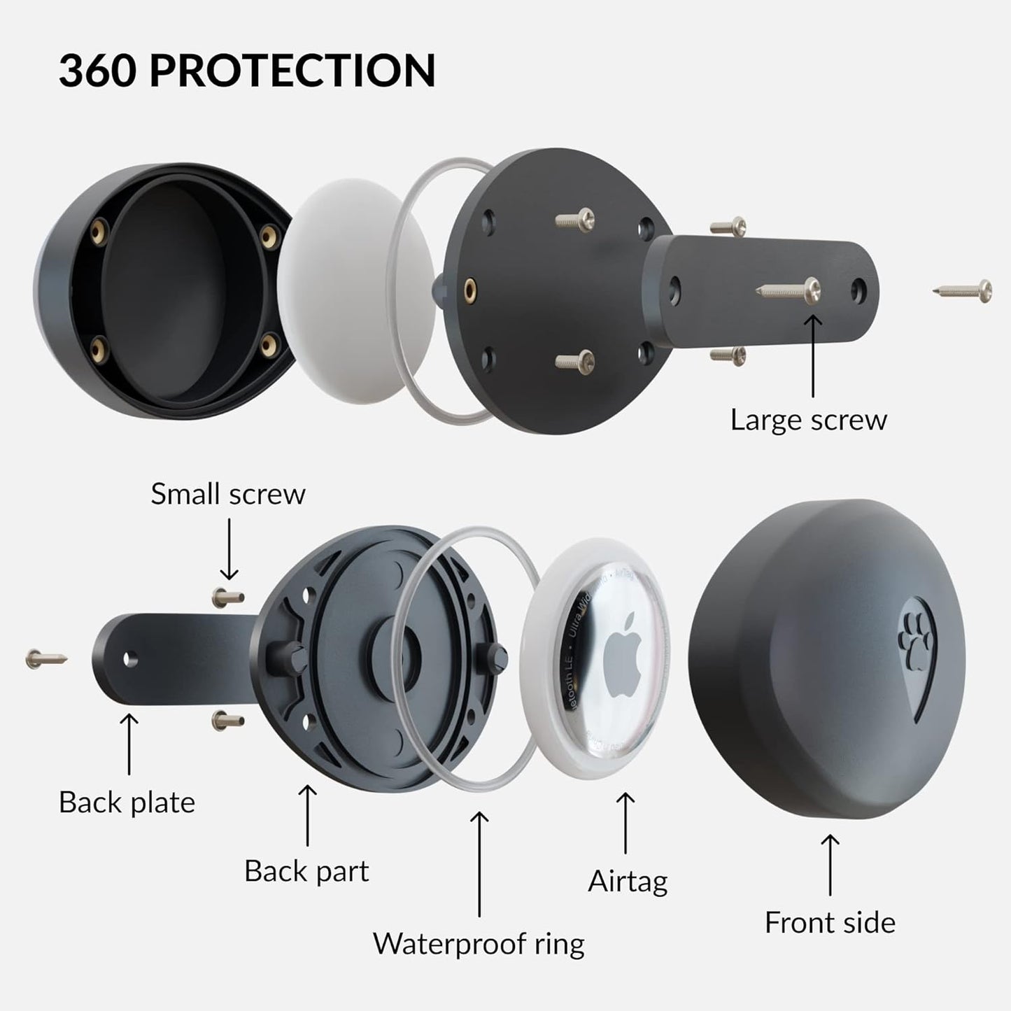 Holder Compatible with Airtag for Dog Collar, 2 Pack – Waterproof and Durable Case That Protects Your Airtag – Fits All Dog and Cat Collars – Airtag Not Included