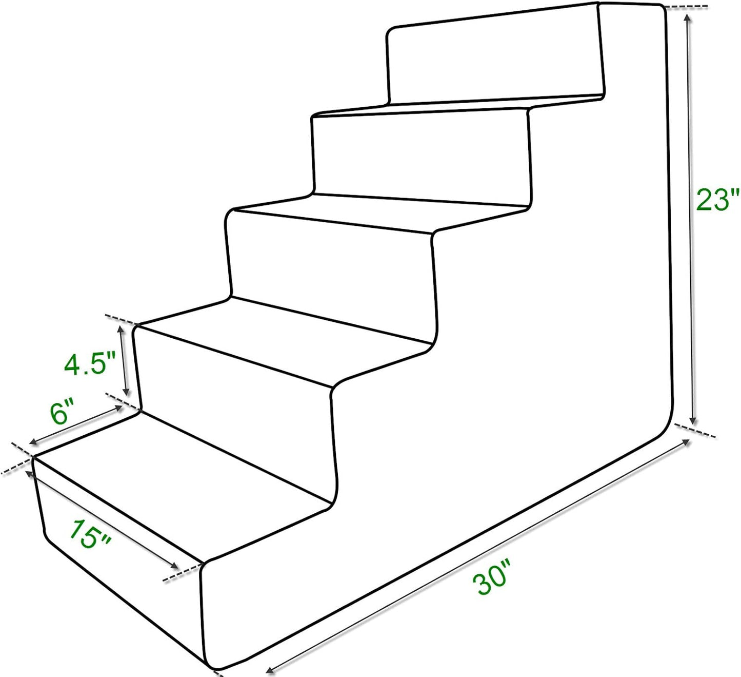 Best Pet Supplies Dog Stairs & Steps - Foam Steps for Small Dogs & Cats, Non-Slip Indoor Balanced Pet Step Support, Dog Ramp, No Assembly, Paw Print on Beige, 5-Step (22.5-inch Height)