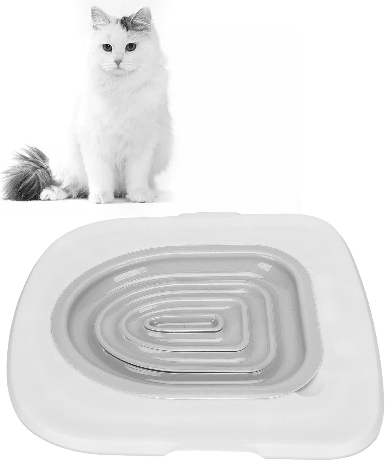 Cat Toilet Training Kit Cat Toilet Trainer Kit for Teach Cat to Use Toilet Cat Toilet Training System Universal Reusable Kitty Toilet Training Kit (White Tray, 1 Gray Inner
