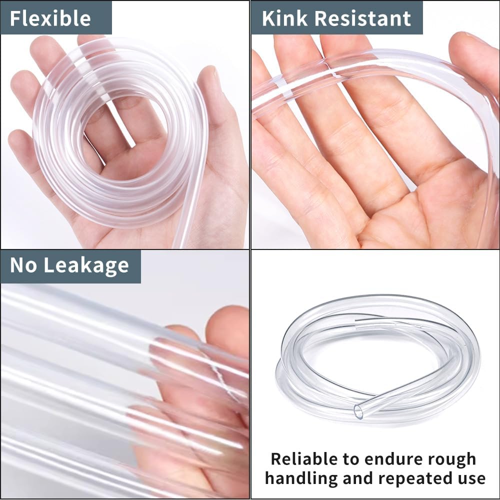 49Ft Long Aquarium Tubing Clear & Flexible, Standard 3/16" Airline Tubing, Flexible Kink-Resistant PVC Air Hose for Fish Tank Air Pump, Hydroponics, Pond Safe for Freshwater and Saltwater Fish Tanks
