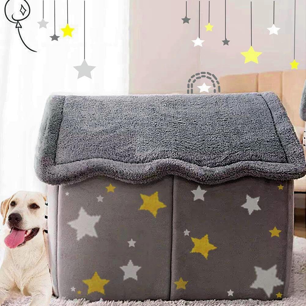 Dog House Indoor Memory Sponge, Foldable Dog House Kennel Bed Mat with Cushion for Small Medium Large Dogs Cats, Winter Warm Cat Nest Puppy Cave Sofa Pet Products (Large)