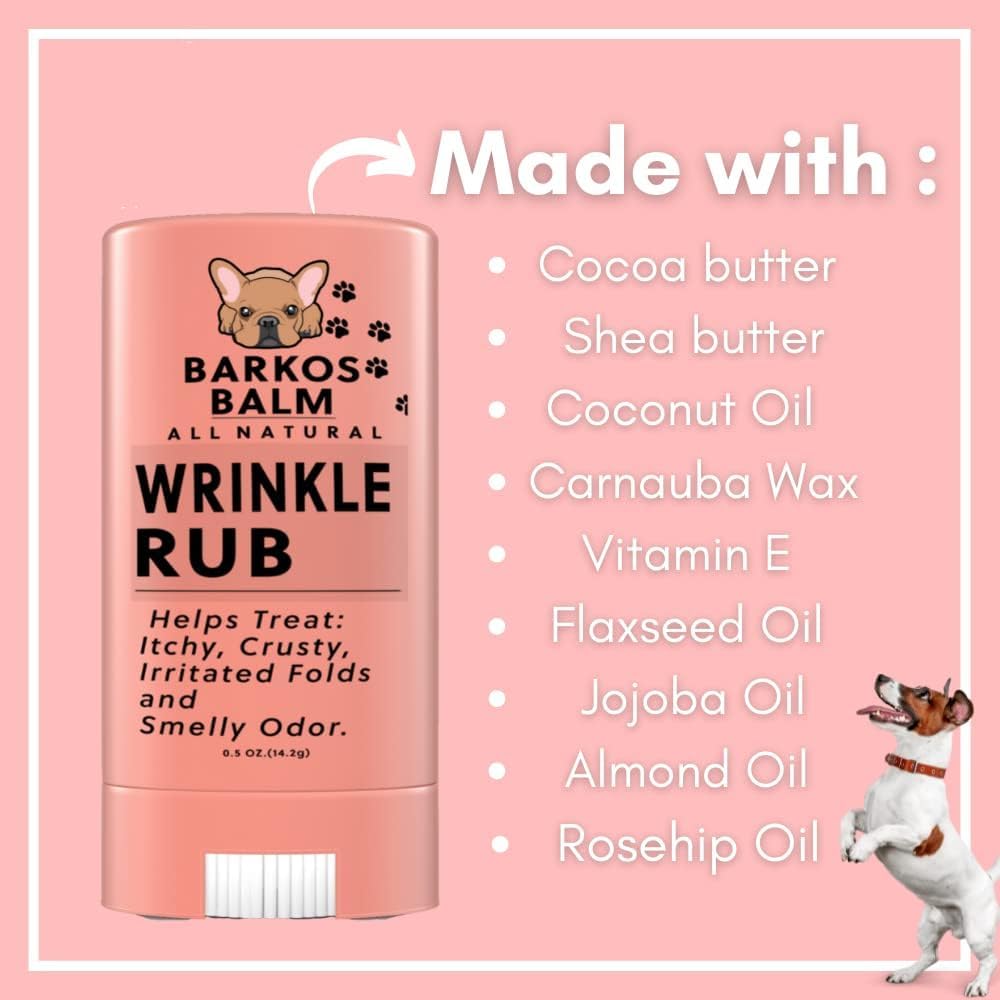 Wrinkle Rub | Bulldog, French Bulldog, Pug, English Bulldog | Cleans & Soothes Wrinkles, Folds, Tear Stain, Tail Pockets & Paws, Anti-Itch Paste Wipes