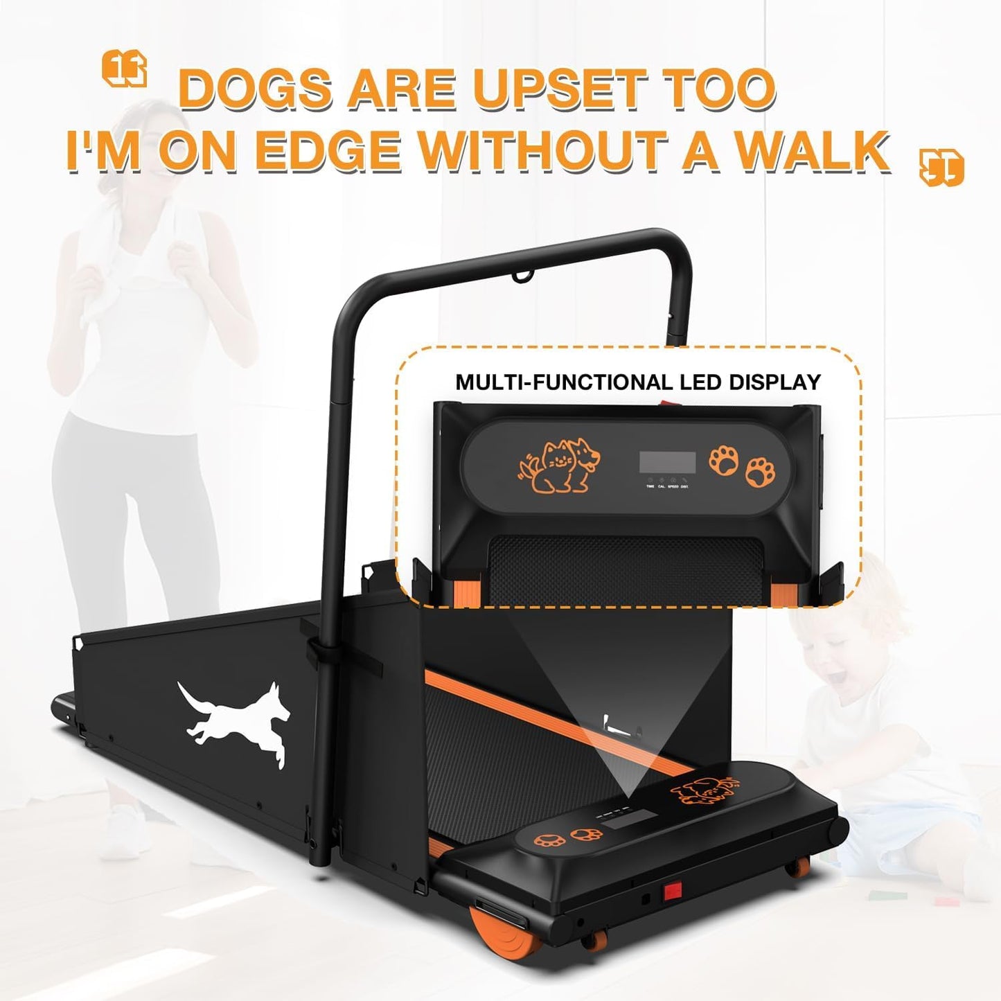 Dog Treadmill for Small and Medium Dogs, Pet Running Machine, Dog Indoor Pacer Treadmill with Remote Control, Dog Pacer Training Pad with LCD Display Screen and Remote