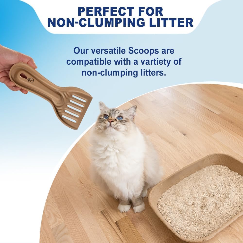 Disposable Cat & Rabbit Litter Scoops - All Natural, Plastic Free & Sustainable, Travel Kitty Litter Scooper for Bunny, Hamster, Guinea Pig, Ferret, Rat & Other Animal Litter Boxes (6-Pack)