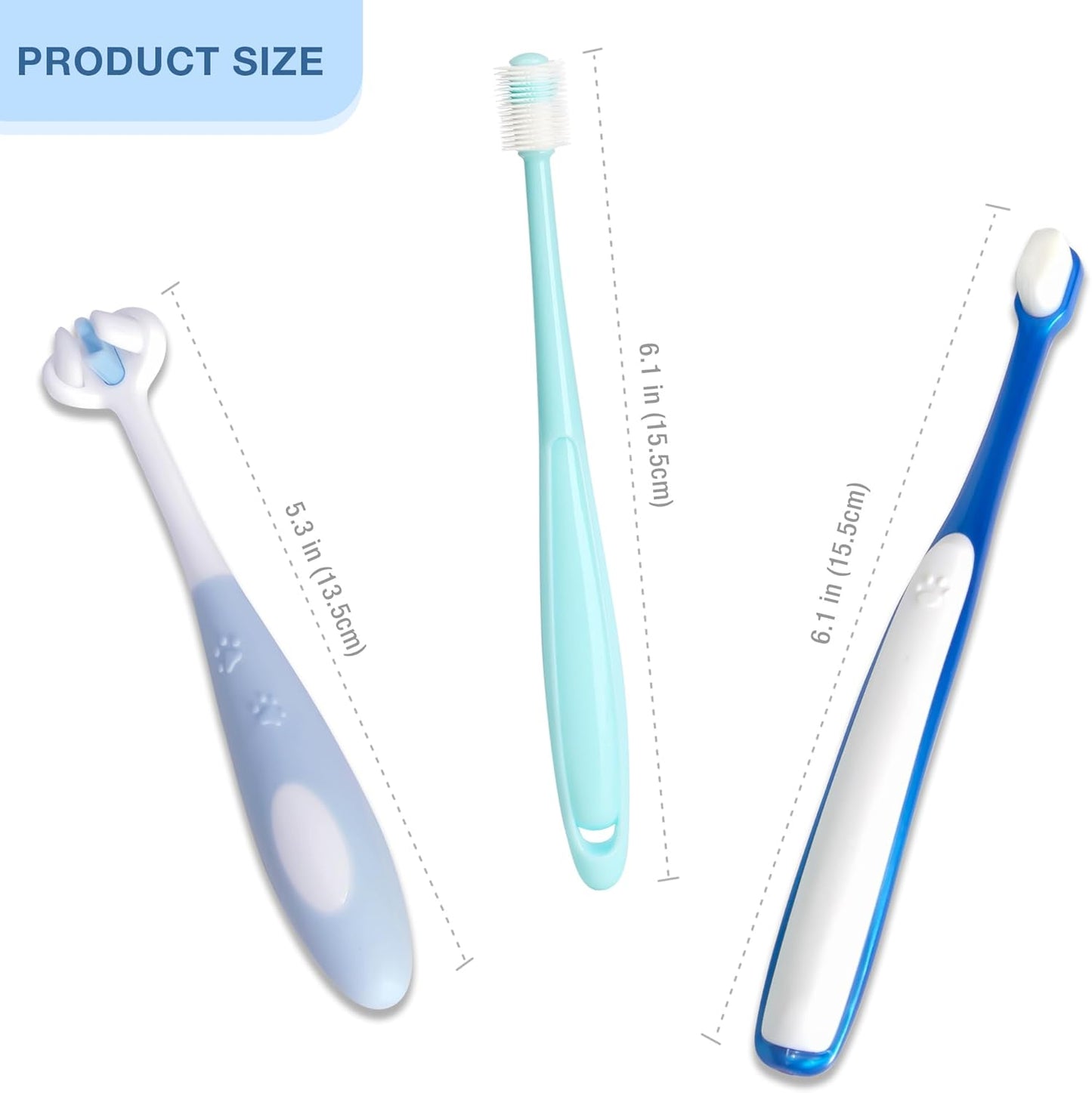 Ultra Soft Nano Dog Toothbrush Kit for Small Breed, Silicone 360 Pet Tooth Brushes for Dogs Cat,Canine Dental Care Set of 3 Different Shapes