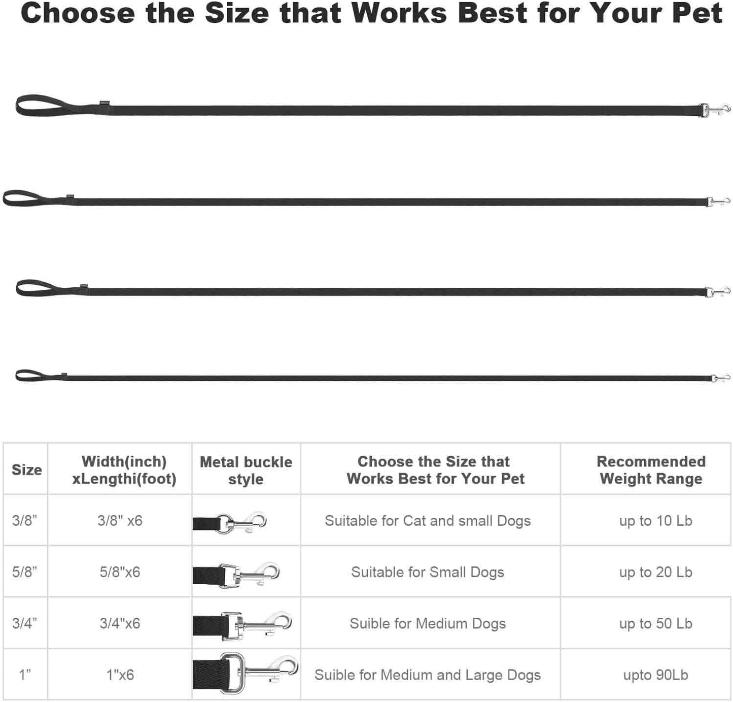 AMAGOOD 6 FT Cat Leash, Strong and Durable Traditional Style Leash with Easy to Use Collar Hook,Cat Lead Great for Cats (3/8 in x 6 ft,Black and Pruple(2-Pack))