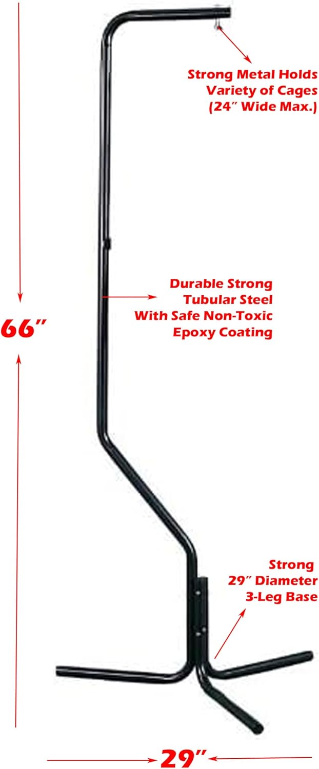 Pet Products Tubular Steel Hanging Bird Cage Stand with Metal Hook