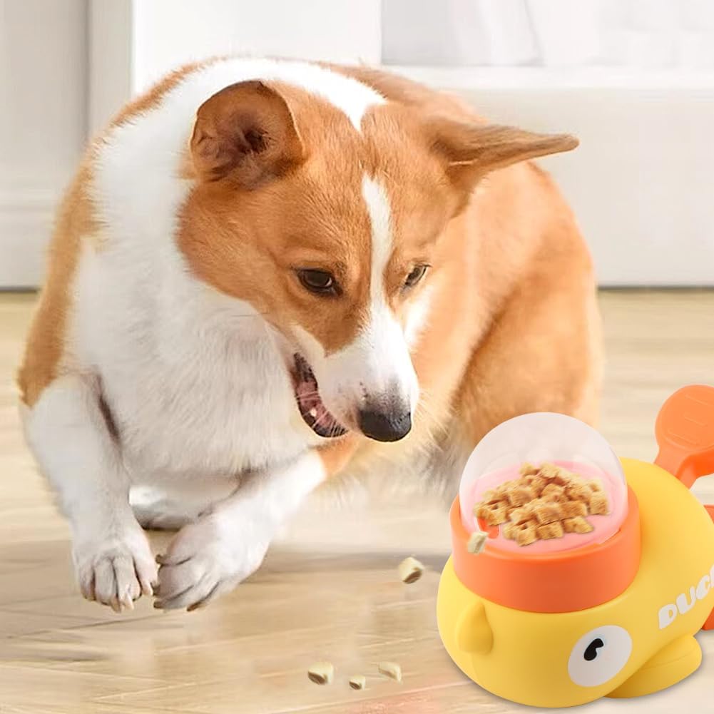 Interactive Treat Dispenser Toy for Dogs & Cats Duck-Shaped - Slow Feeder Food Puzzle with Adjustable Dispenser, IQ Training & Exercise Toy for Small/Medium Pets