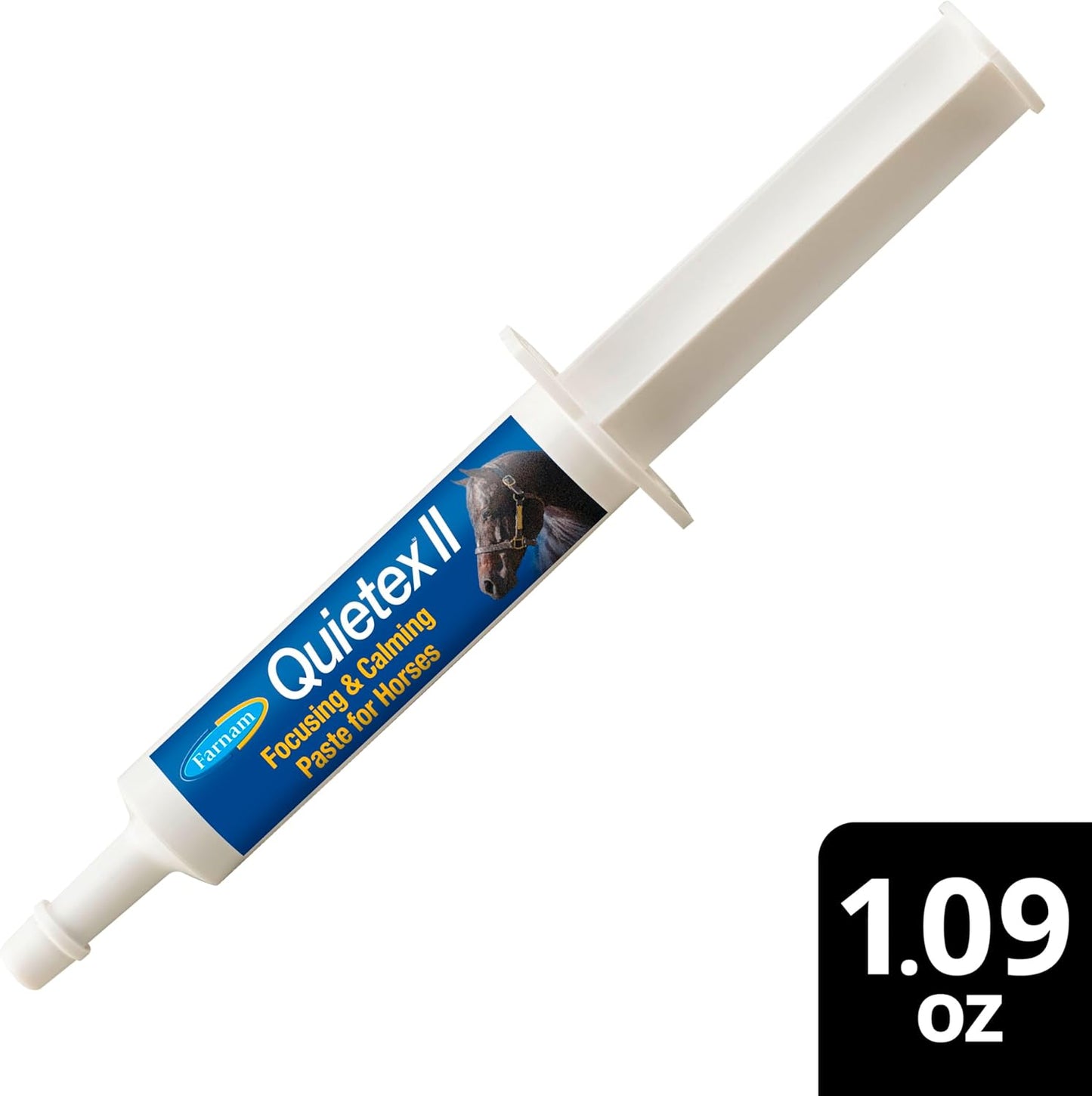 Farnam Quietex II Horse Calming Supplement Paste for Horses, Helps manage nervous behavior and keep horses calm & composed in stressful situations, 32.5 ml syringe