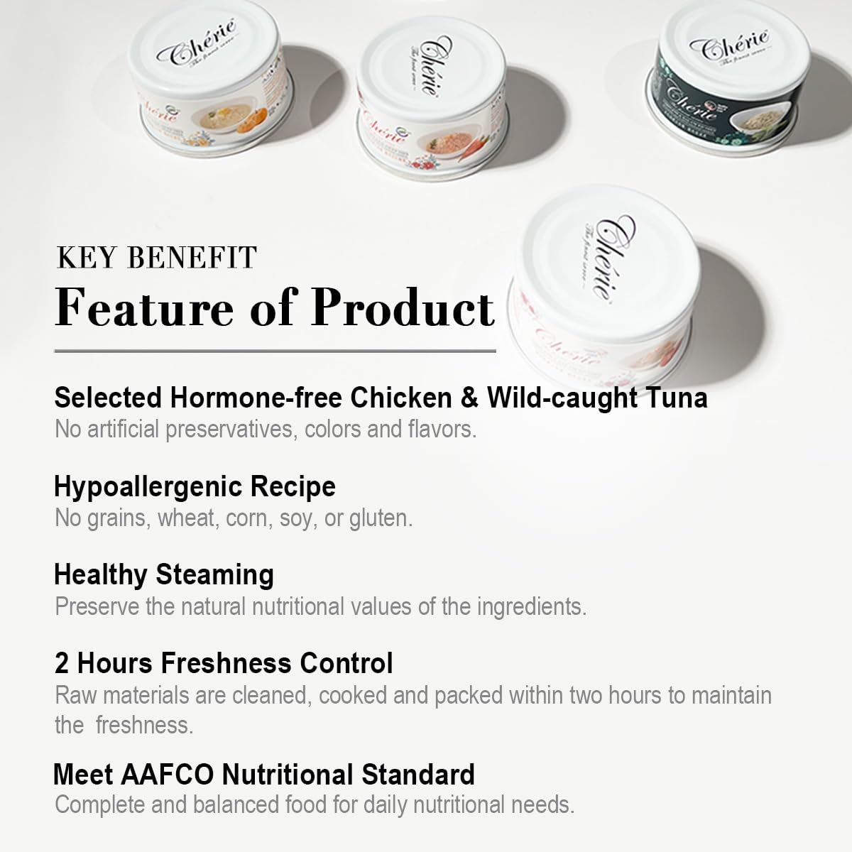 CHÉRIE Complete & Balanced Diet Series Wet Cat Food in Gravy Seafood Variety Pack, Tuna Entree with Natural Vegetables for Skin, Joint, Stomach, Urinary Tract Health, Grain-Free, 24 Pack, 2.8 oz. Can