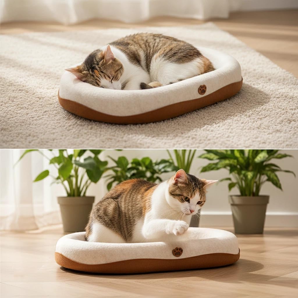 DMZBJ-Large 2-in-1 Cat Scratcher and Bed, Wear-Resistant Felt Material, Suitable for Cats and Large Cats, Effectively Protects Your Couch and Furniture.(White Cat Scratcher)