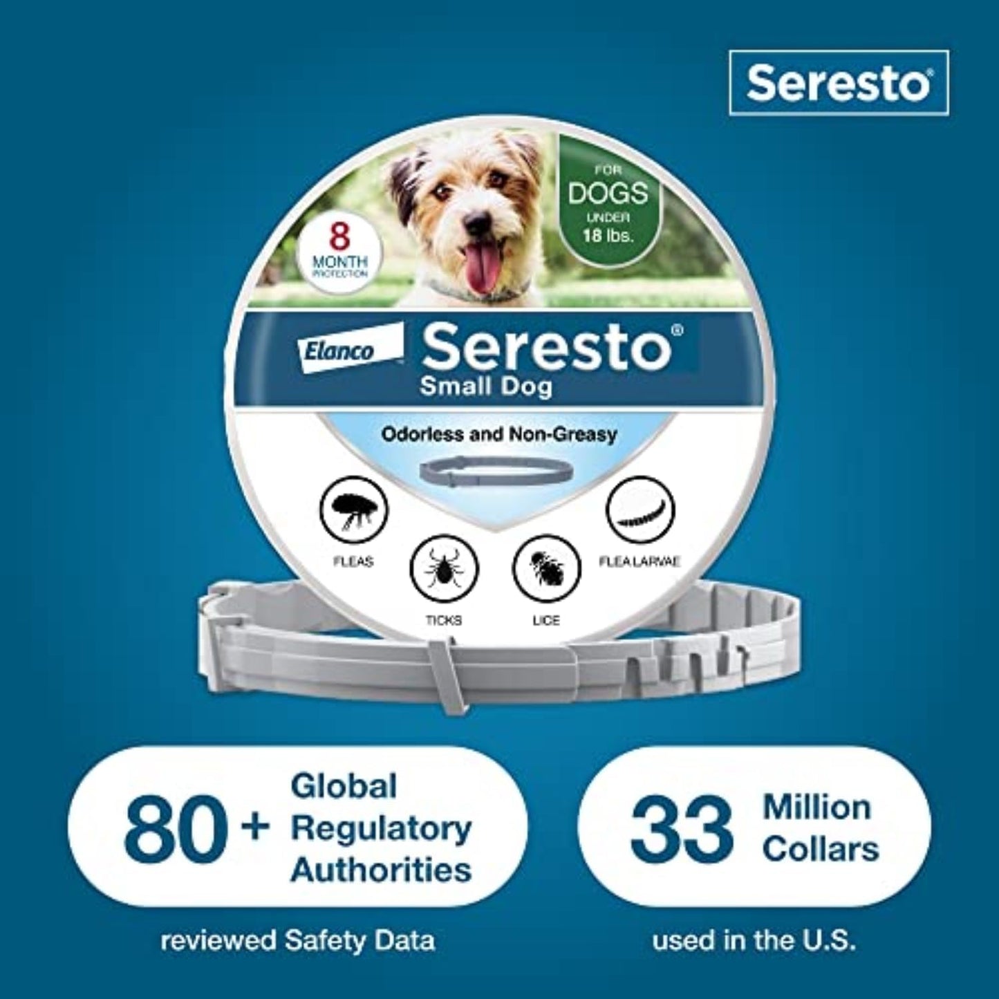 Seresto Small Dog Vet-Recommended Flea & Tick Treatment & Prevention Collar for Dogs Under 18 lbs. | 2 Pack