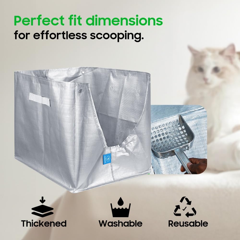 4 Pack Litter Box Liners F Compatible with Flip Litter Box Liner Type F, Reusable Liner Type-F with Carrying Handles