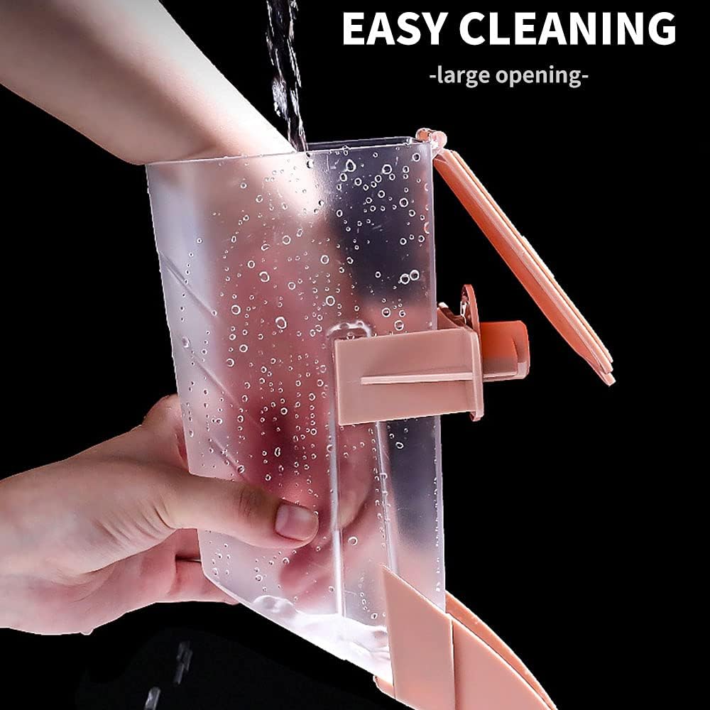 Oncpcare 1L Rabbit Cage Automatic Feeder Food Dish Small Animal Bin Feeder with Lid for Bunny Cat Ferret Chinchilla Guinea Pig