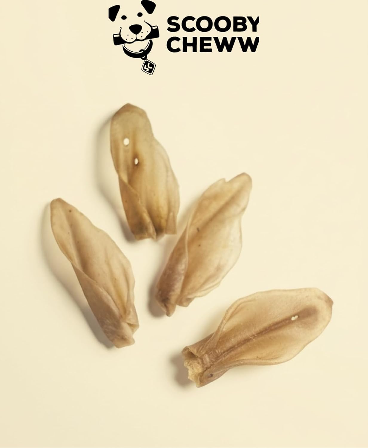 100% Natural Pet Treats 12 Pack Grass Fed Water Buffalo Ears for Dog Unbleached High Protein Beef Cow Ears for Dogs Safe Rawhide Dog Treat Suitable for Small, Medium & Large Breeds Dogs Chews