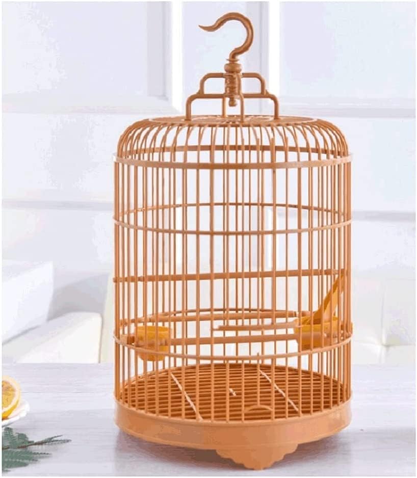 High-Strength Plastic Bird Cage, Vintage Round Birdcage with Rolling Stand, Waterproof Flight Bird Cage with Portable Hooks