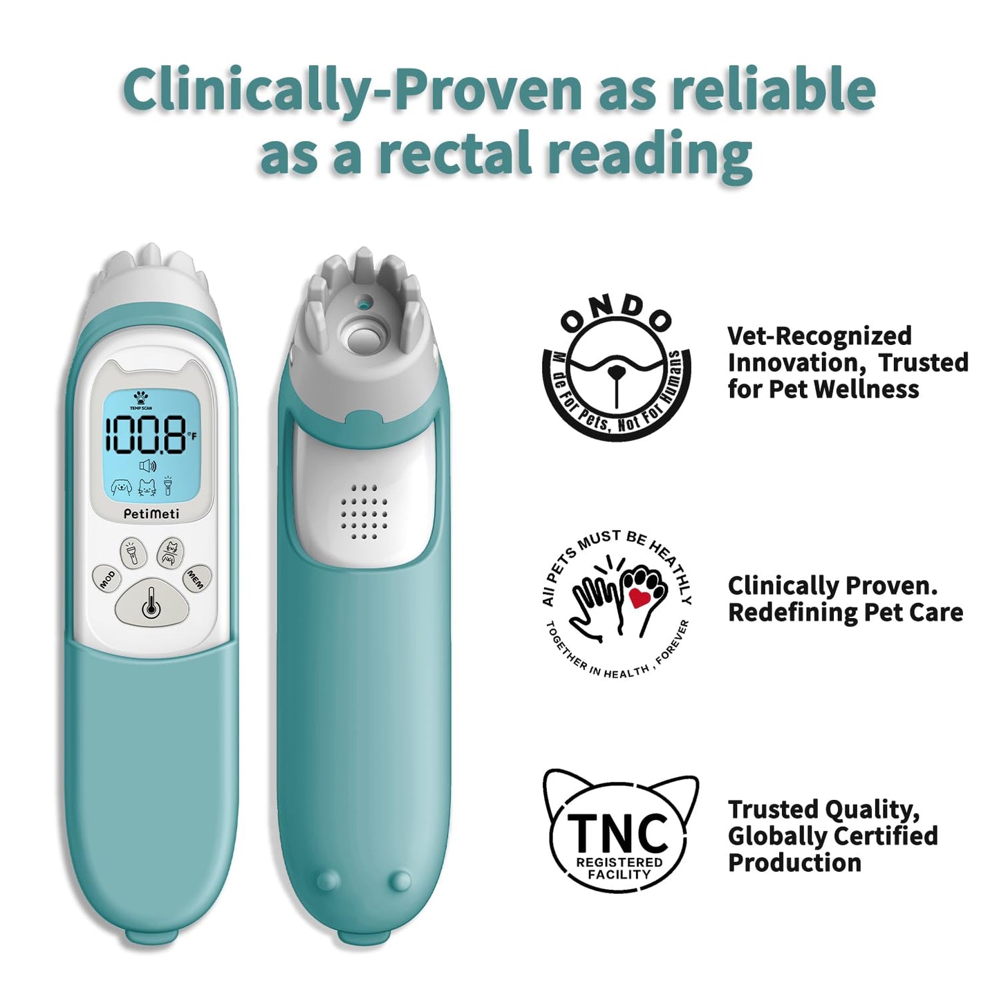 Smart Pet Thermo Comb - Non-Invasive Digital Pet Thermometer for Dogs & Cats, Oral/Rectal/Surface Scanning for Accurate Core Temperature Detection with Silicone Cover (Pink)