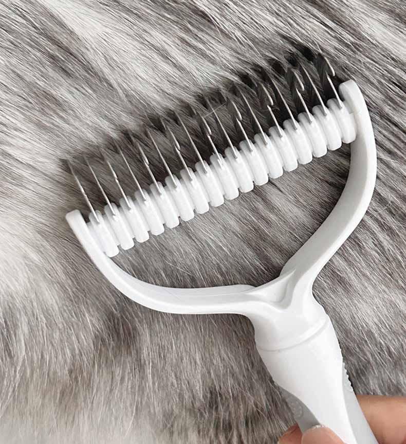Dematting Comb for Dogs/Cats, 2-Sided Undercoat Detangler Brush for Shedding, Matted Hair & Fur Remover, Painless Pet Grooming Rake with Non-Slip Handle (Yellow,Large)