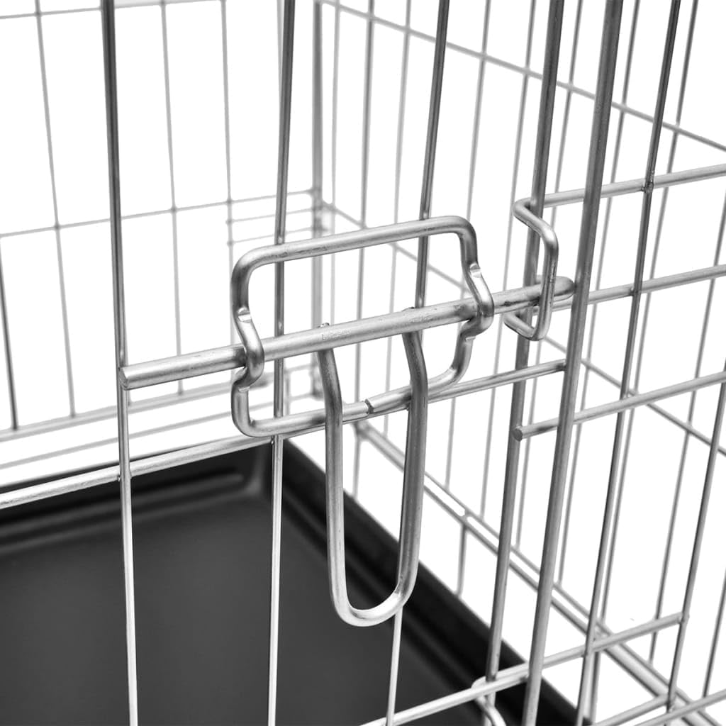 GREAZ Training Made Easy with Foldable Metal Dog Bench, Heavy-Duty Steel with Easy-Clean Plastic Liner, Indoor and Outdoor Use, Black